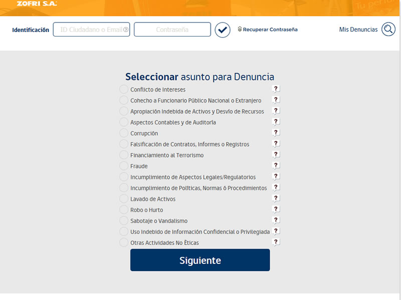 Denuncia de diversos tipos de infracción